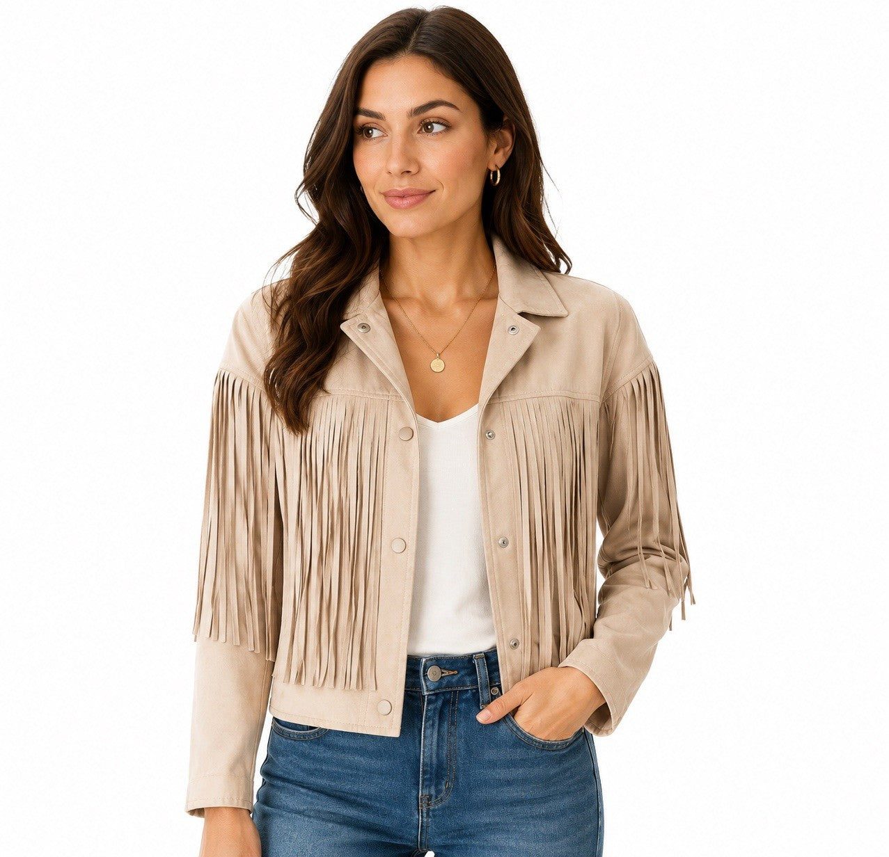 Zara Brown Suede Fringe Jacket