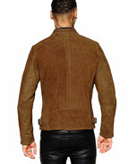 Slim Fit Suede Leather Jacket, Brown Zing Apparel