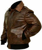 G-1 Brown Bomber Distressed Leather Jacket Zing Apparel