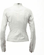 Pure Sheep Leather Biker Jacket Women, White Zing Apparel