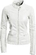 Pure Sheep Leather Biker Jacket Women, White Zing Apparel