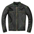 Classic Biker Distressed Cow Leather Jacket, Front