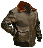 G-1 Aviator Distressed Brown Leather Jacket Zing Apparel