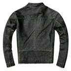 Classic Biker Distressed Cow Leather Jacket, Back