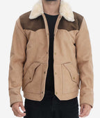 Modern Suede Leather Jacket Men, Beige Zing Apparel