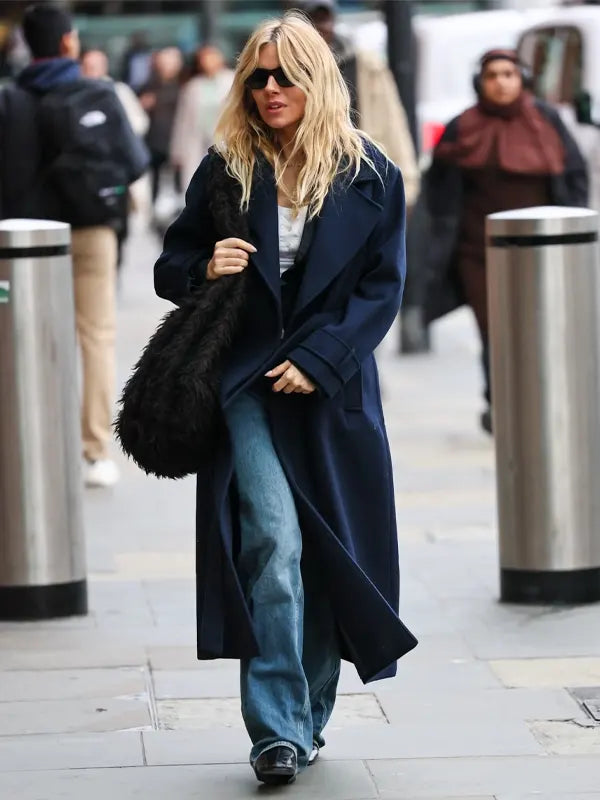 Sienna Miller Navy Wool Coat
