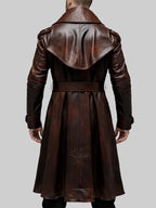 Terry Men’s Brown Leather Trench Coat