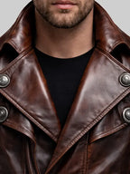 Terry Men’s Brown Leather Trench Coat