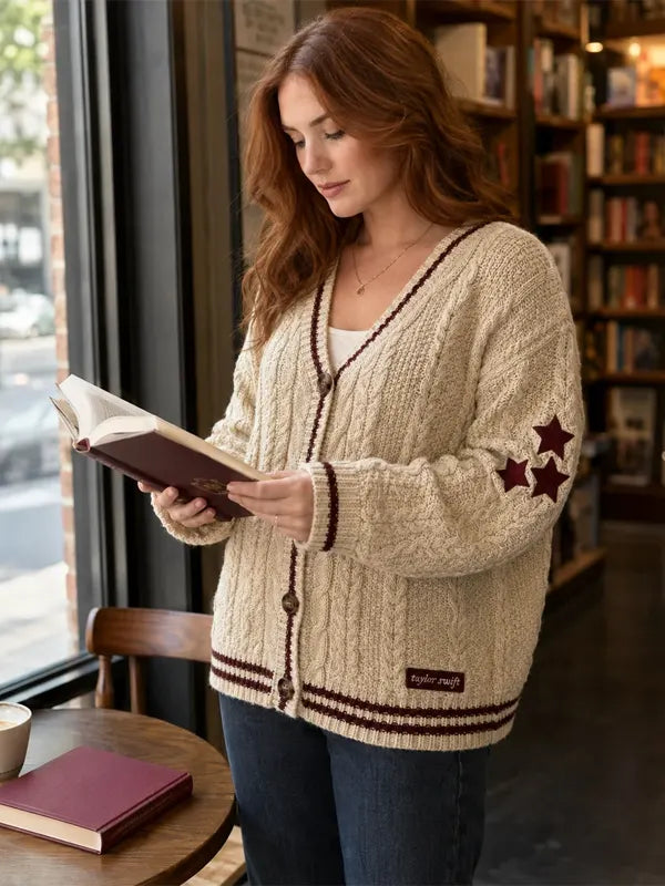 The Maroon Star Beige Cardigan