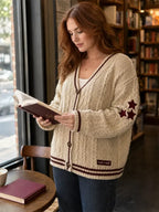 The Maroon Star Beige Cardigan
