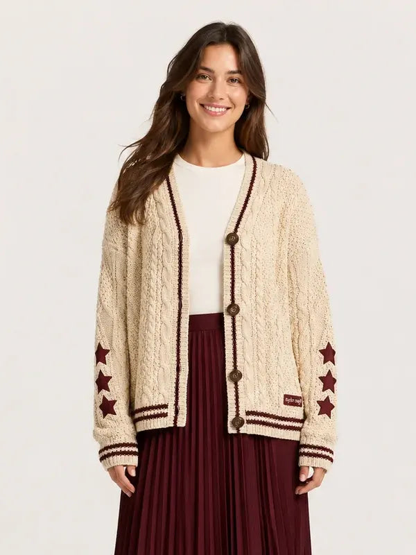 The Maroon Star Beige Cardigan