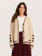 The Maroon Star Beige Cardigan