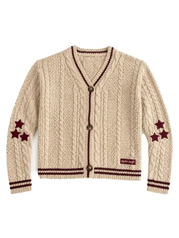 The Maroon Star Beige Cardigan