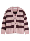 Unisex Striped V-neck Knitwear Sweater