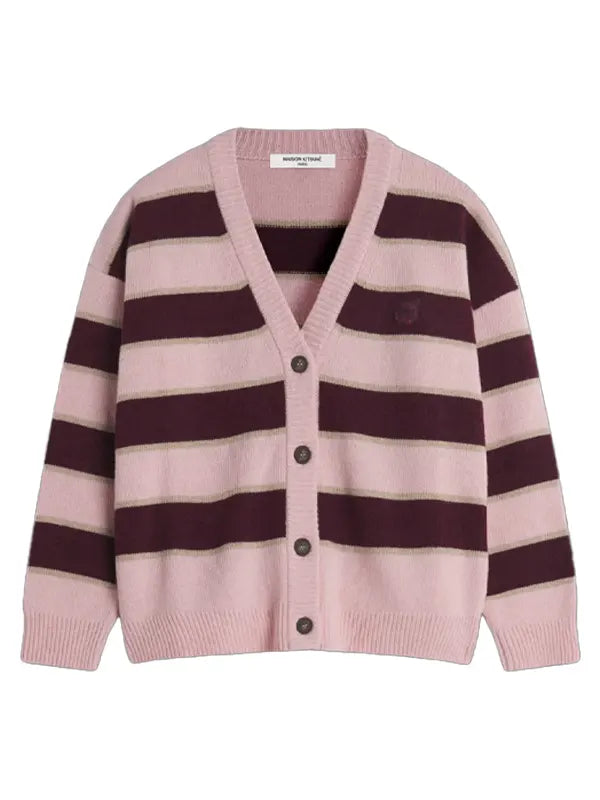 Unisex Striped V-neck Knitwear Sweater