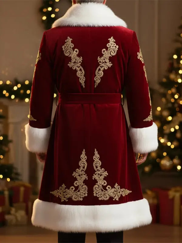 Velvet Santa Claus Coat With Faux Fur