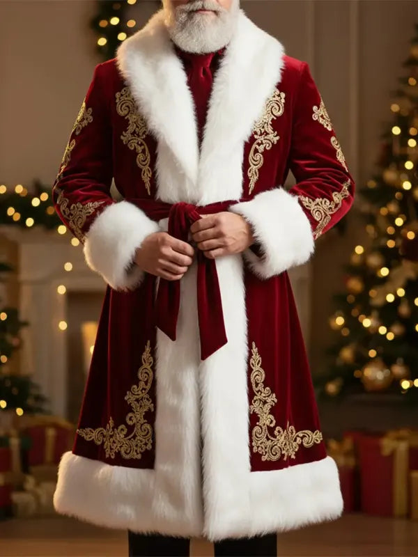 Velvet Santa Claus Coat With Faux Fur