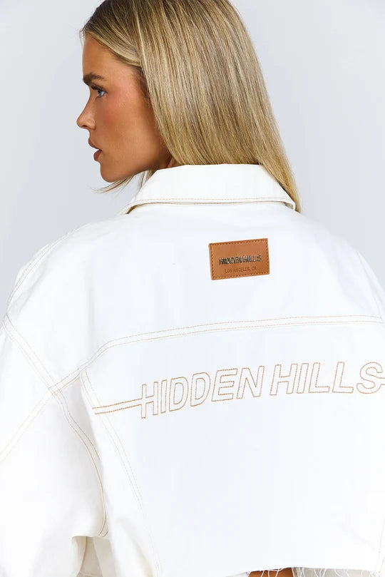 Cropped Off White Denim Jacket