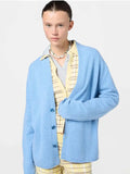 Women Blue Button-down Cardigan Sweater