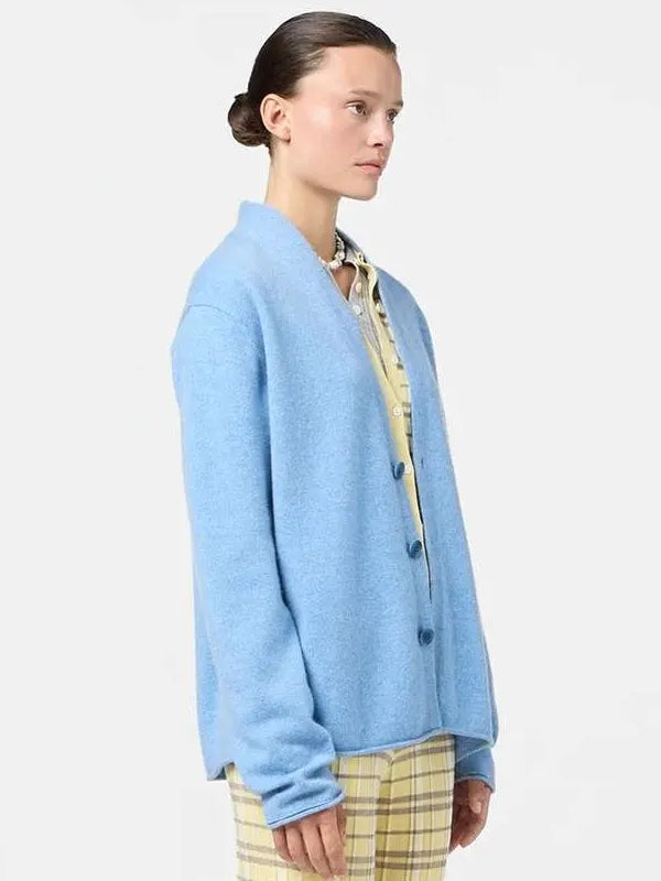 Women Blue Button-down Cardigan Sweater