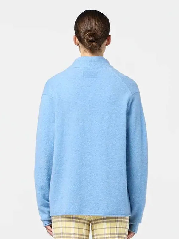 Women Blue Button-down Cardigan Sweater