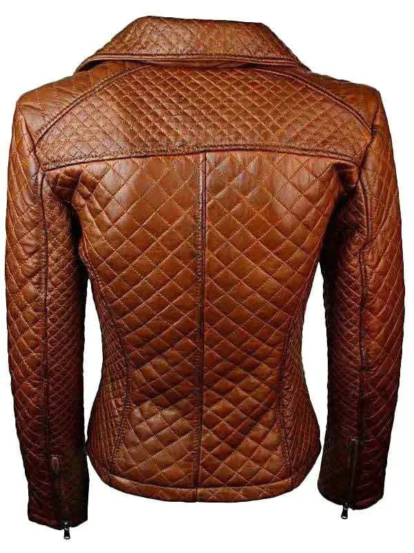 Women Quilted Real Leather Jacket