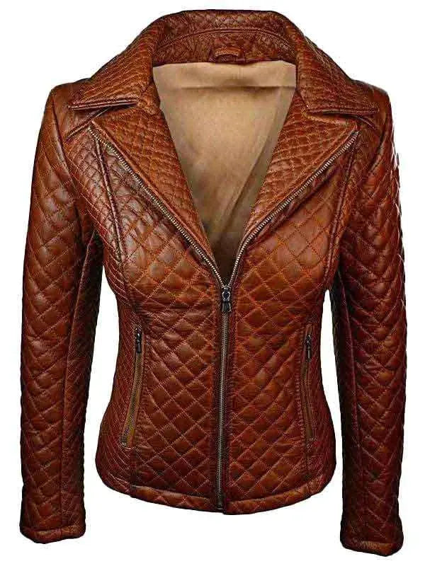 Women Quilted Real Leather Jacket