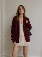 Women's Burgundy Knitwear Cardigan