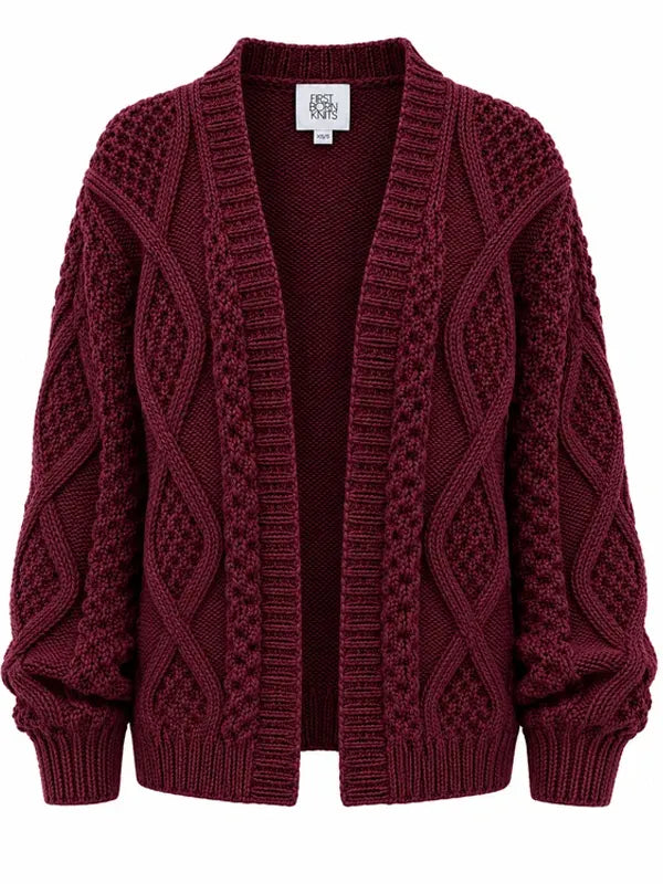 Women's Burgundy Knitwear Cardigan