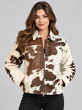 Women's Brown & White Cowhide Leather Jacket