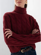 Women's Burgundy Turtleneck Sweater