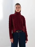 Women's Burgundy Turtleneck Sweater