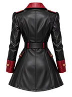 Women's Slim Fit Leather Trench Coat