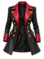 Women's Slim Fit Leather Trench Coat