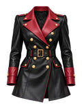 Women's Slim Fit Leather Trench Coat