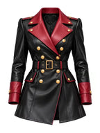 Women's Slim Fit Leather Trench Coat