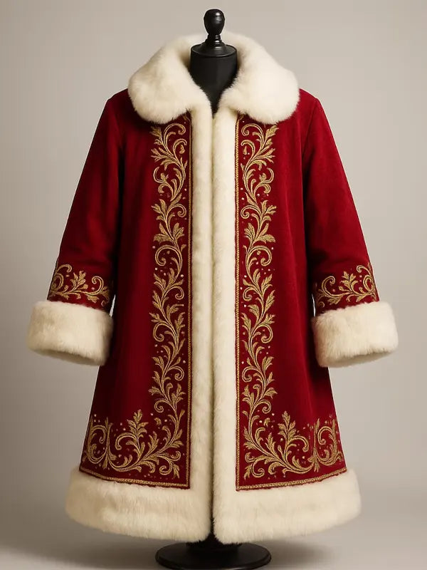 Womens Christmas Red Velvet Fur Cloak