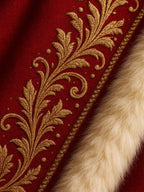 Womens Christmas Red Velvet Fur Cloak