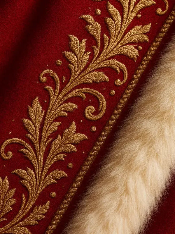 Womens Christmas Red Velvet Fur Cloak