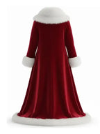 Womens Christmas Red Velvet Fur Cloak